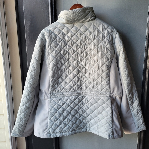 Giacca Light Grey Women’s Jacket XL Cinch Waist Adjustable Zip Pockets Polyester - Picture 3 of 13